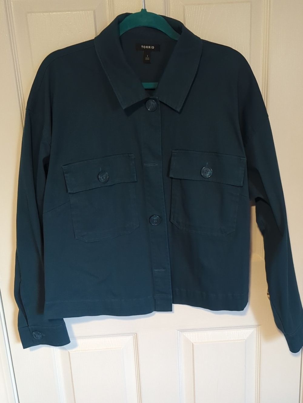 torrid Teal Utility Jacket with Button Flap Pockets